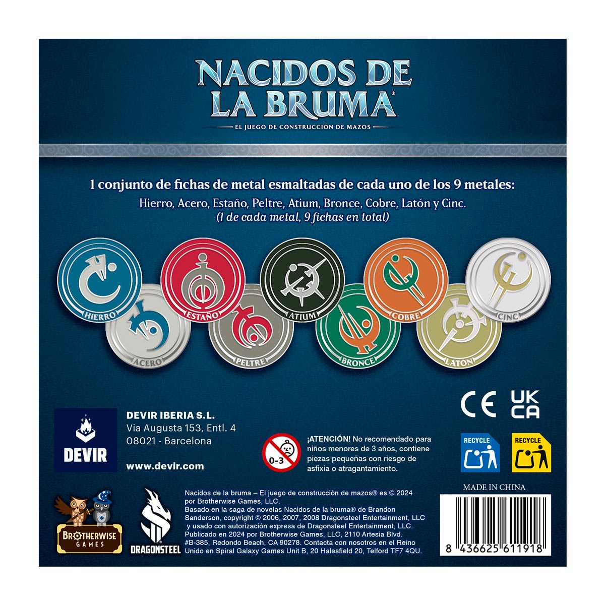 Nacidos de la Bruma: Fichas Metálicas