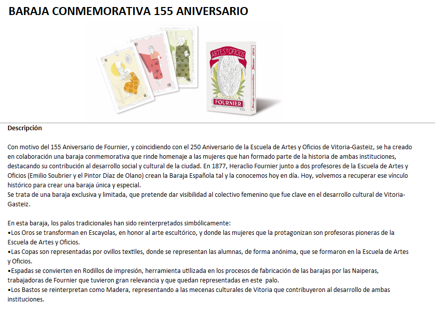 Baraja Conmemorativa 155 Aniversario Fournier