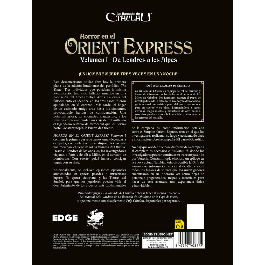 La Llamada de Cthulhu: Horror en el Orient Express Volumen 1