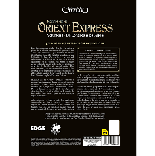La Llamada de Cthulhu: Horror en el Orient Express Volumen 1