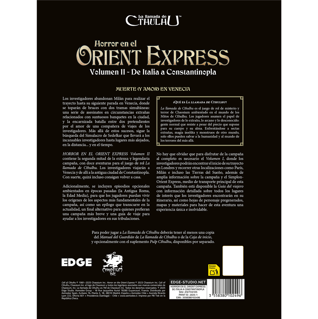 La Llamada de Cthulhu: Horror en el Orient Express Volumen 2